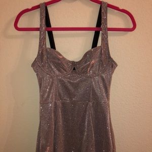 House of CB silver sparkly bustier mini dress